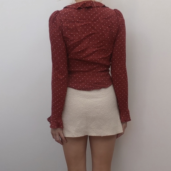 Nwot Reformation classic wrap polka dot blouse xs - Picture 7 of 7